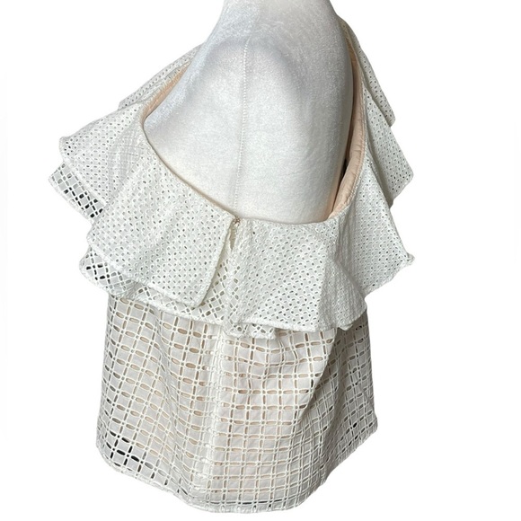 J.Crew One Shoulder Eyelet Ruffle White Lace Tank Top Size 14 - Picture 13 of 13